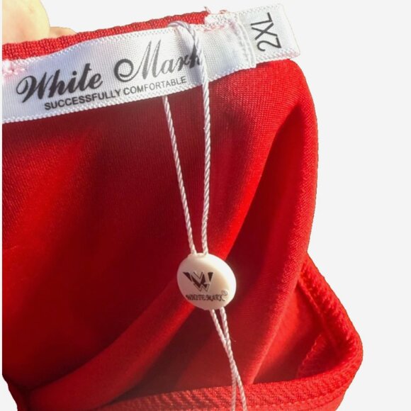 White Mark Red Fit & Flare Swing Dress Women’s 2XL Long Sleeve Scoop Neck - Picture 7 of 10